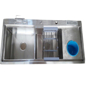Chậu rửa chén Inox 304 hộc đôi, khay đĩa, rác LK-10048-VDR